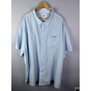 HB Short Sleeve Button Up Shirt Men's 5XL Blue